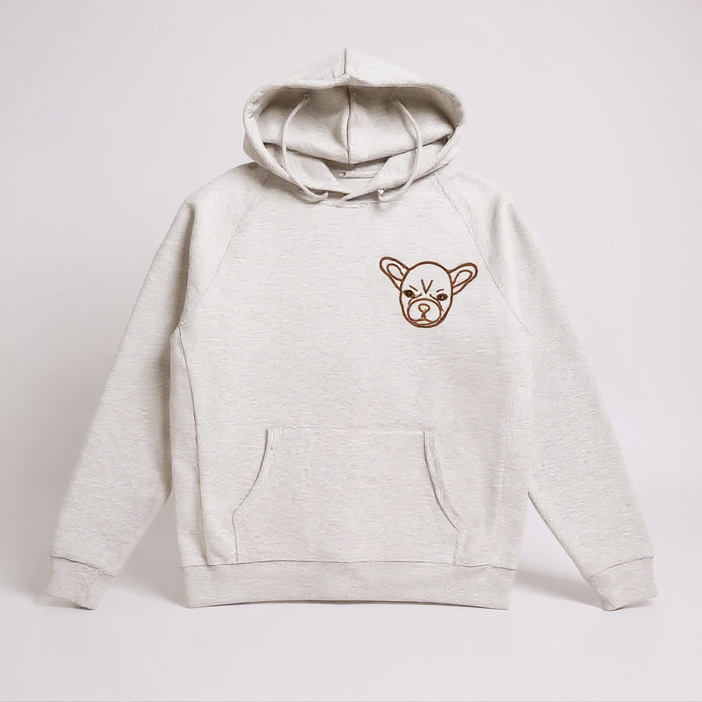 French Bulldog Puppy Left Chest Soft Hoodie